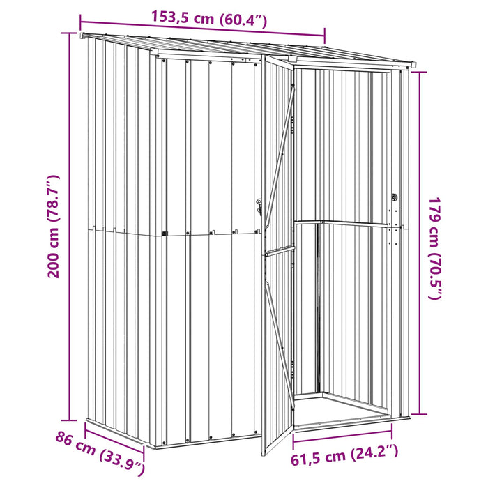 Magazii pentru grădină Antracit 153,5 x 86 x 200 cm Metal - WALTI WALTI