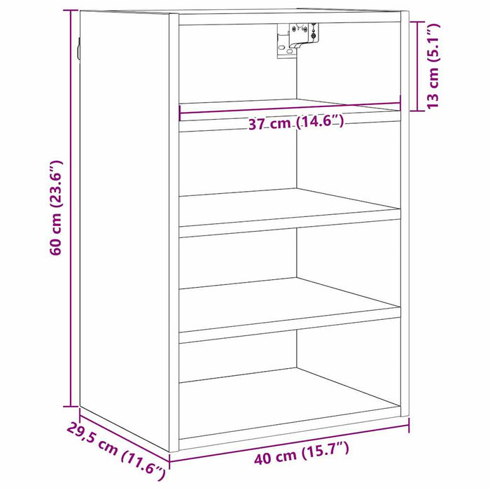 Dulap suspendat cu raft Riga Stejar negru 40 x 29,5 x 60 cm - WALTI WALTI