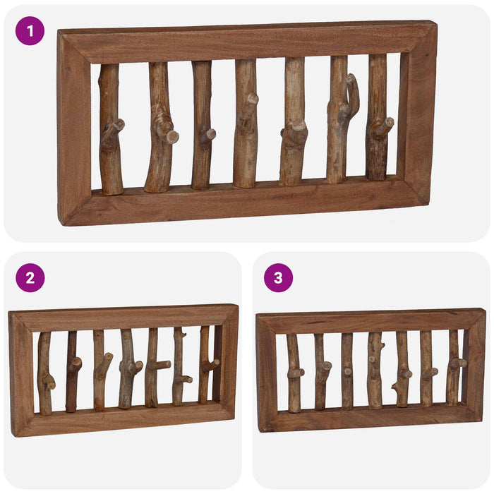 Cârlig pentru haine natural 50 x 10 x 25 cm Lemn masiv de mahon - WALTI WALTI