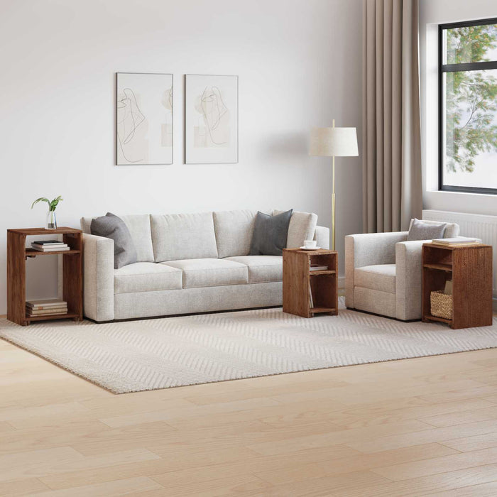 Masă de Accent cu raft 3 pcs Maro Lemn masiv de mahon - WALTI WALTI