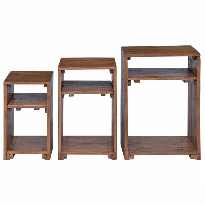 Masă de Accent cu raft 3 pcs Maro Lemn masiv de mahon - WALTI WALTI