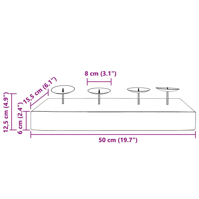 Suport pentru lumânări natural 50 x 15 x 10 cm - WALTI WALTI