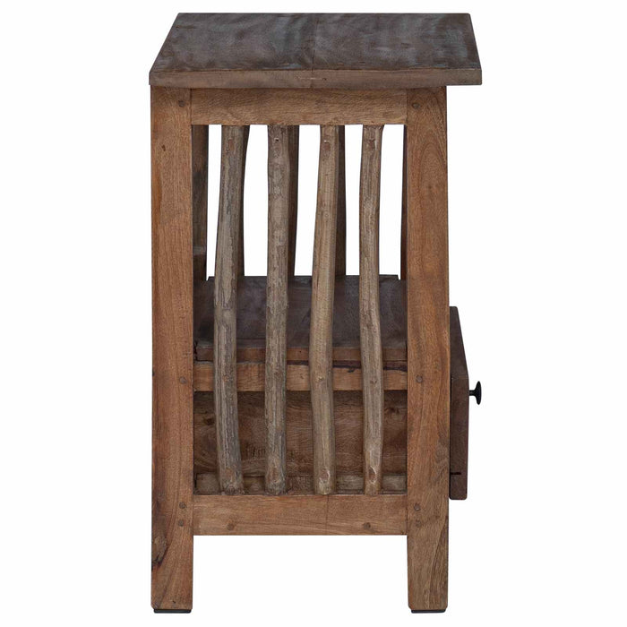 Noptieră cu sertar Maro 30 x 30 x 47 cm Lemn recuperat masiv - WALTI WALTI