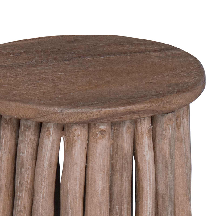 Taburet natural 30 x 30 x 45 cm Lemn solid de tec - WALTI WALTI