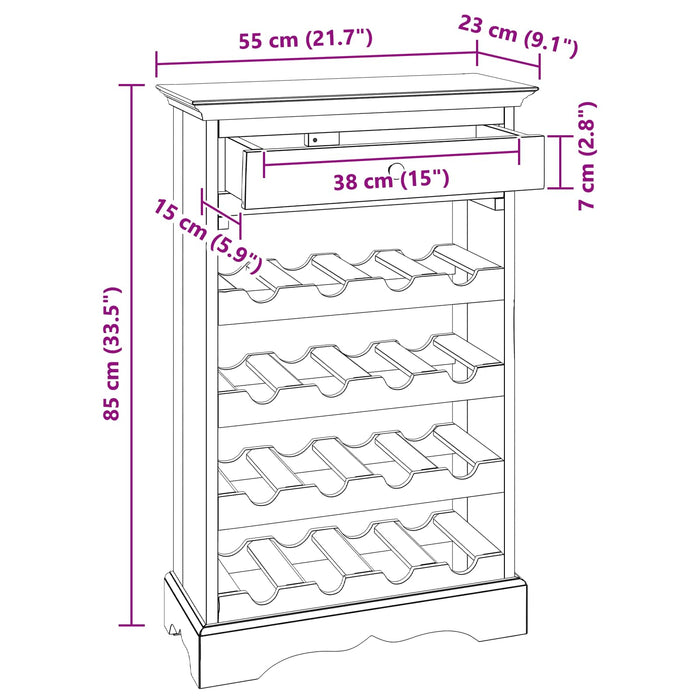 Raft pentru vin 55 x 23 x 85 cm Lemn masiv de mahon - WALTI WALTI