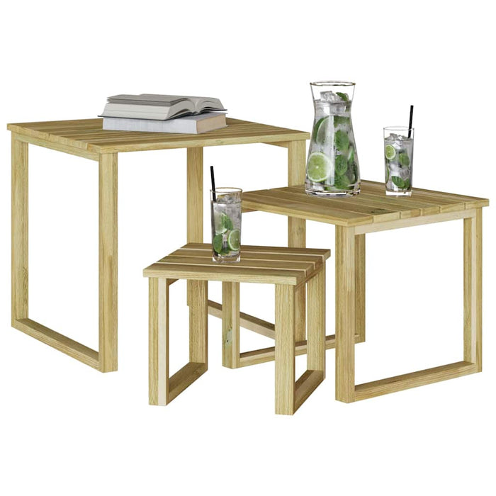 masă 3 pcs natural Lemn de pin tratat - WALTI WALTI