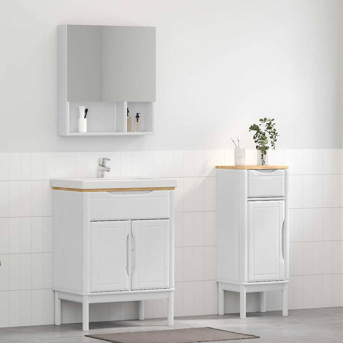 Set de mobilier pentru baie cu raft 2 pcs Alb Lemn de pin masiv - WALTI WALTI