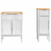 Set de mobilier pentru baie cu raft 2 pcs Alb Lemn de pin masiv - WALTI WALTI