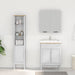 Set de mobilier pentru baie cu raft 2 pcs Alb Lemn de pin masiv - WALTI WALTI