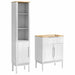 Set de mobilier pentru baie cu raft 2 pcs Alb Lemn de pin masiv - WALTI WALTI