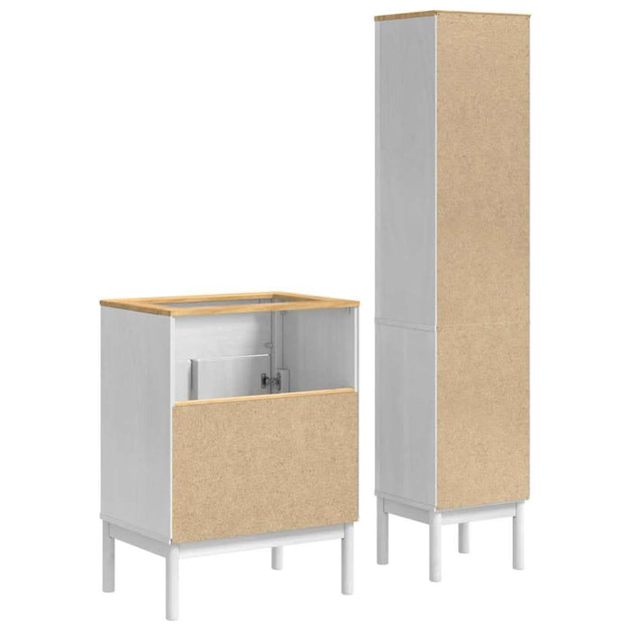 Set de mobilier pentru baie cu raft 2 pcs Alb Lemn de pin masiv - WALTI WALTI