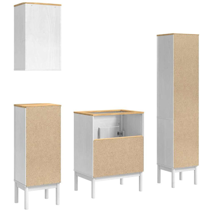 Set de mobilier pentru baie cu raft 4 pcs Alb Lemn de pin masiv - WALTI WALTI