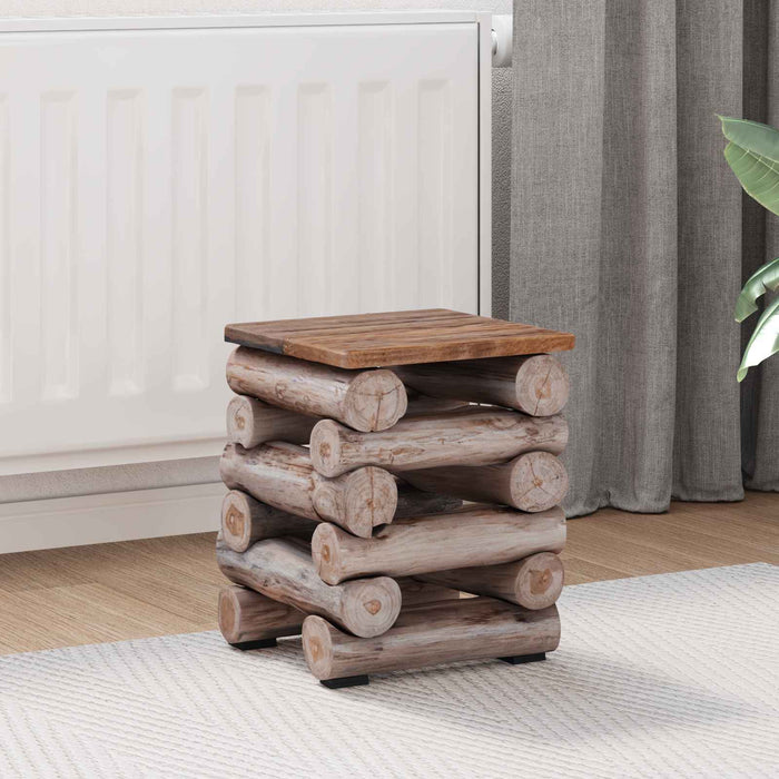 Taburet natural 30 x 30 x 38 cm Lemn solid de tec - WALTI WALTI