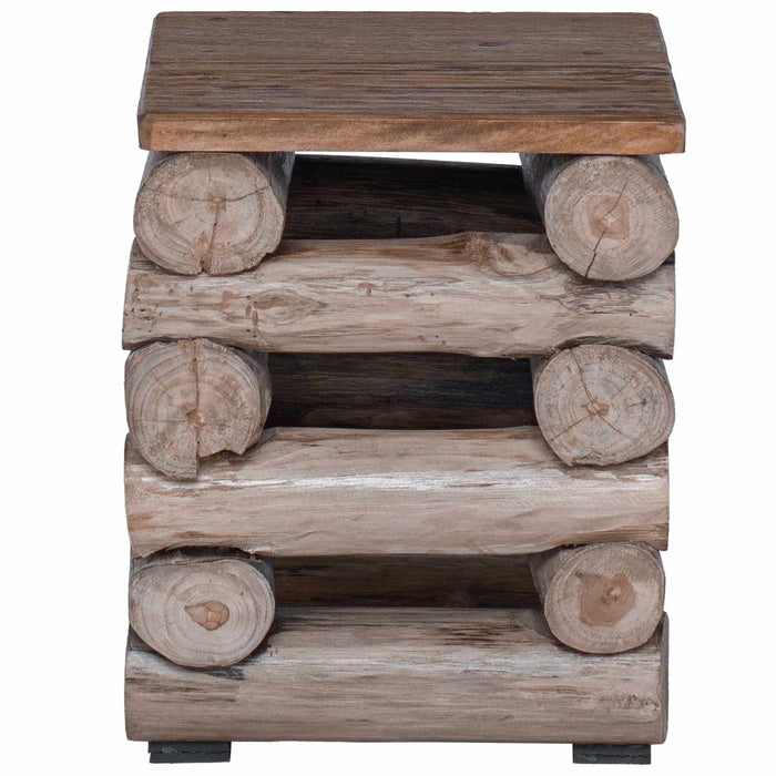 Taburet natural 30 x 30 x 38 cm Lemn solid de tec - WALTI WALTI
