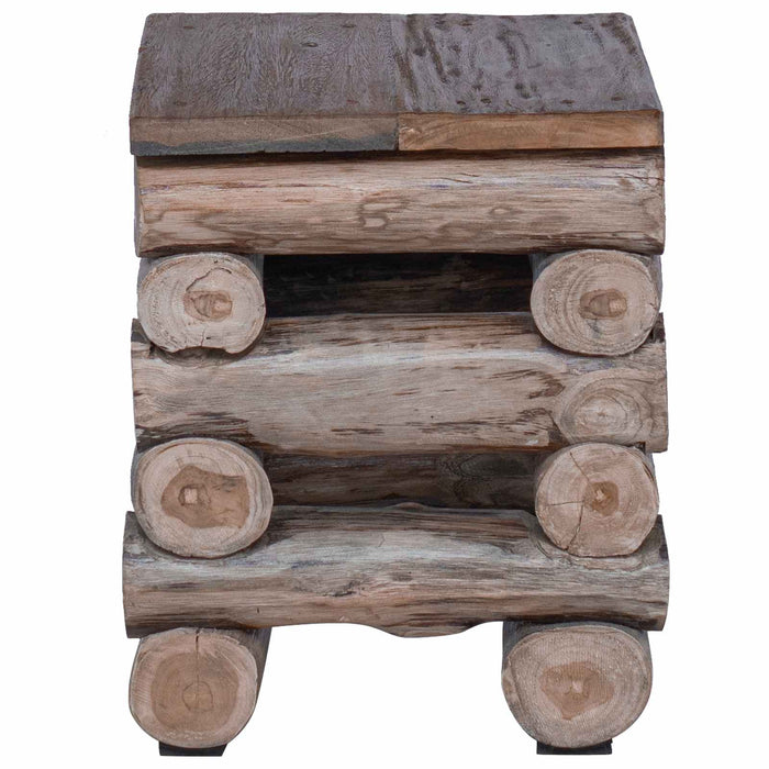 Taburet natural 30 x 30 x 38 cm Lemn solid de tec - WALTI WALTI