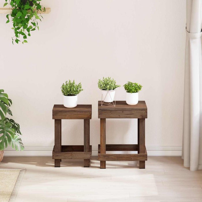 Suport pentru plante 2 pcs Maro 70 x 11 x 27 cm Lemn de mahon - WALTI WALTI