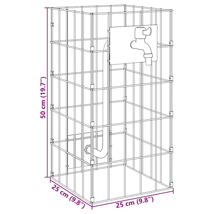 Coloană Gabion cu Punct de Apă 50x25x25 cm Oțel Inoxidabil - WALTI WALTI