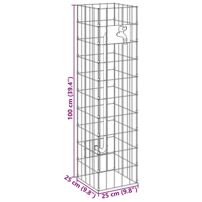 Coloană Gabion cu Robinet 100x25x25 cm Oțel Inoxidabil - WALTI WALTI