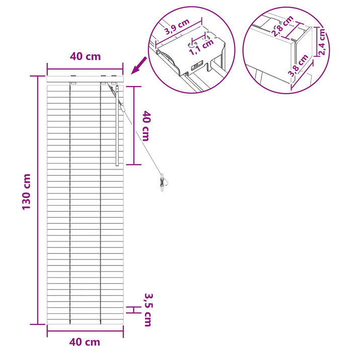 Jaluzea venetiană Alb 40 x 130 cm 35 mm Lemn solid de Paulownia - WALTI WALTI