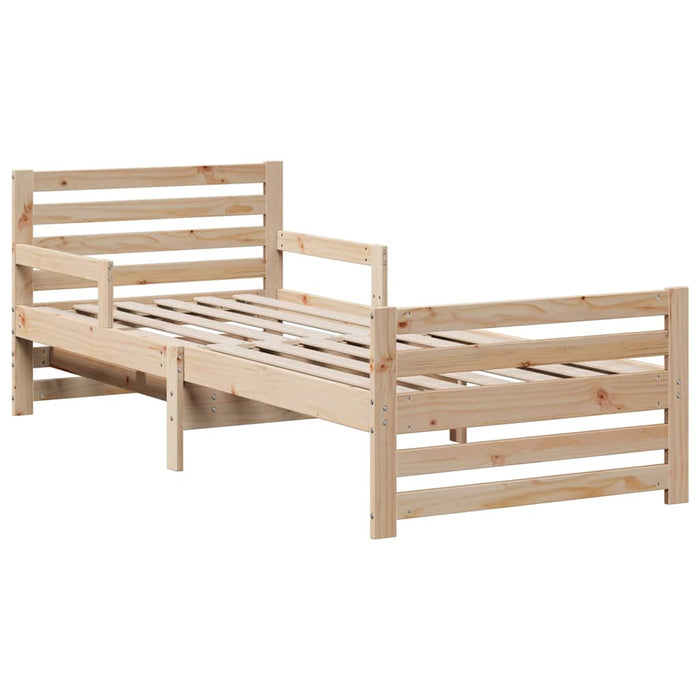 Cadru de pat cu saltea Maro 80 x 200 cm Lemn de pin masiv - WALTI WALTI