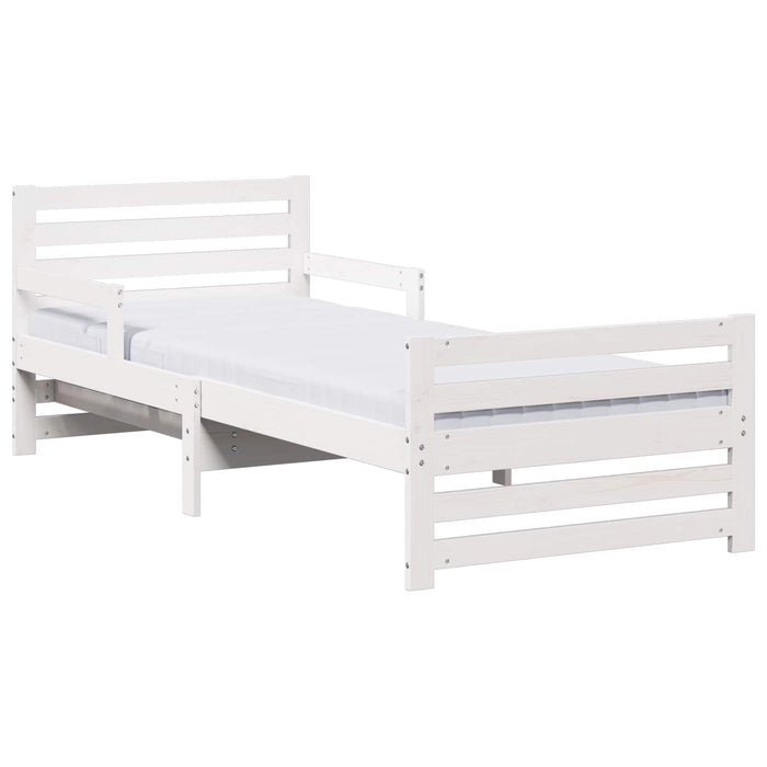 Cadru de pat cu saltea Alb 80 x 200 cm Lemn de pin masiv - WALTI WALTI
