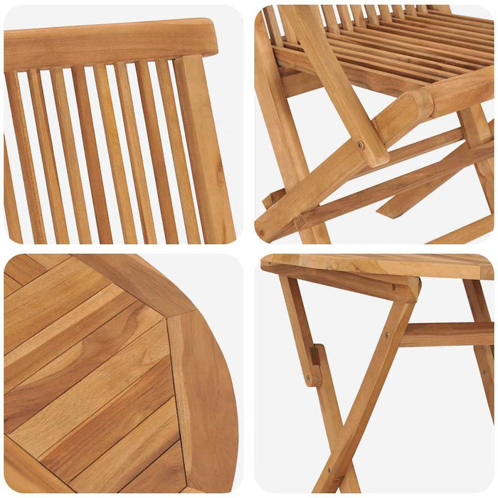 Set de masă pentru grădină 3 pcs Maro Lemn masiv de tec - WALTI WALTI