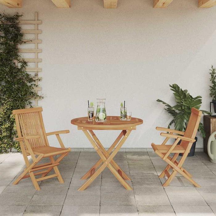 Set de masă pentru grădină 3 pcs Maro Lemn masiv de tec - WALTI WALTI
