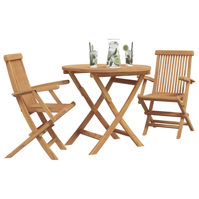 Set de masă pentru grădină 3 pcs Maro Lemn masiv de tec - WALTI WALTI