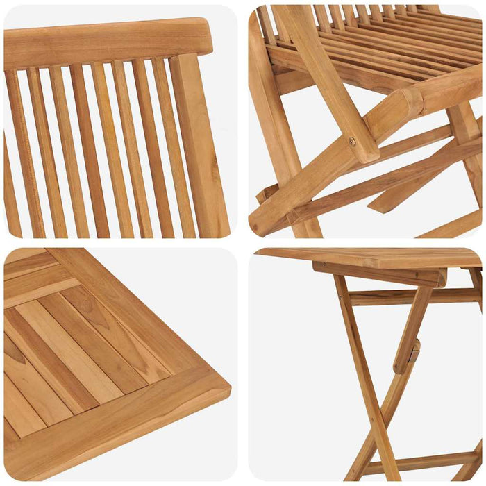 Set de masă pentru grădină 3 pcs Maro Lemn masiv de tec - WALTI WALTI