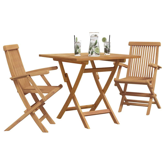 Set de masă pentru grădină 3 pcs Maro Lemn masiv de tec - WALTI WALTI