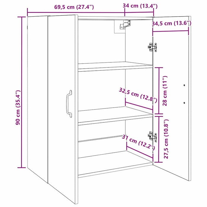 Dulap de depozitare Pe perete Lemn vechi 69,5 x 34 x 90 cm - WALTI WALTI