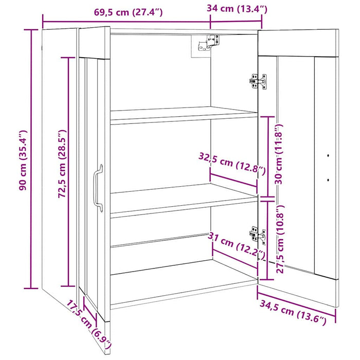 Dulap de perete suspendat Maro 69.5 x 34 x 90 cm Lemn compozit - WALTI WALTI