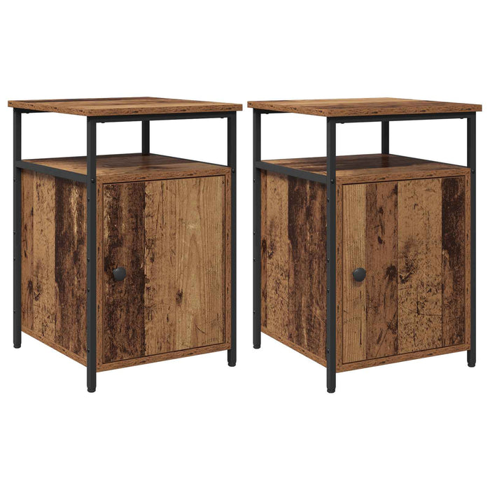 Dulap de noapte cu sertar 2 pcs Lemn vechi Lemn compozit WALTI