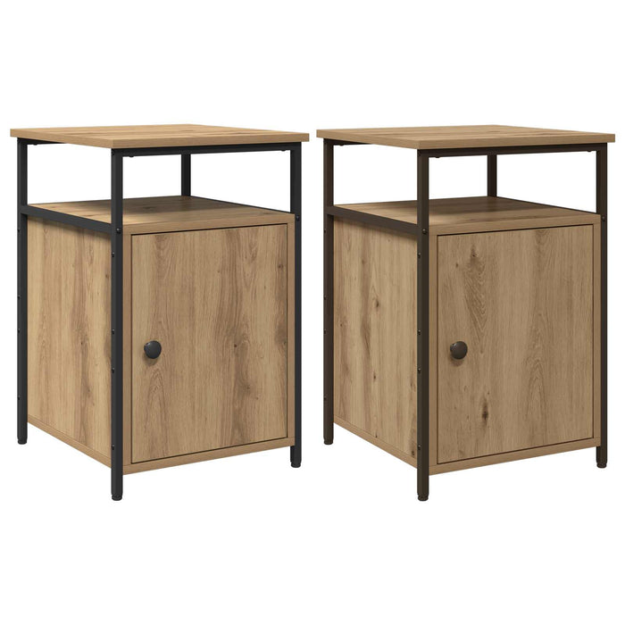 Dulap de noapte cu sertar 2 pcs stejar artizanal Lemn compozit - WALTI WALTI