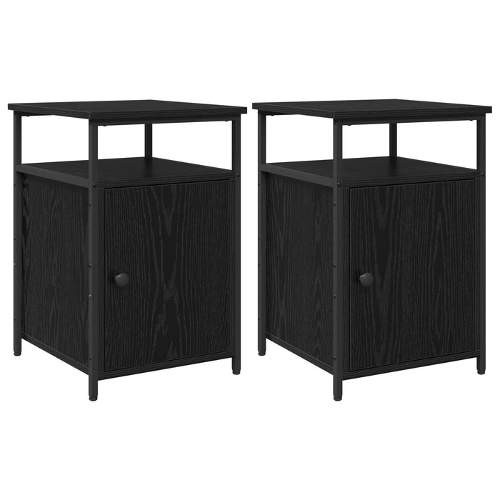 Dulap de noapte cu sertar 2 pcs Stejar negru Lemn compozit WALTI