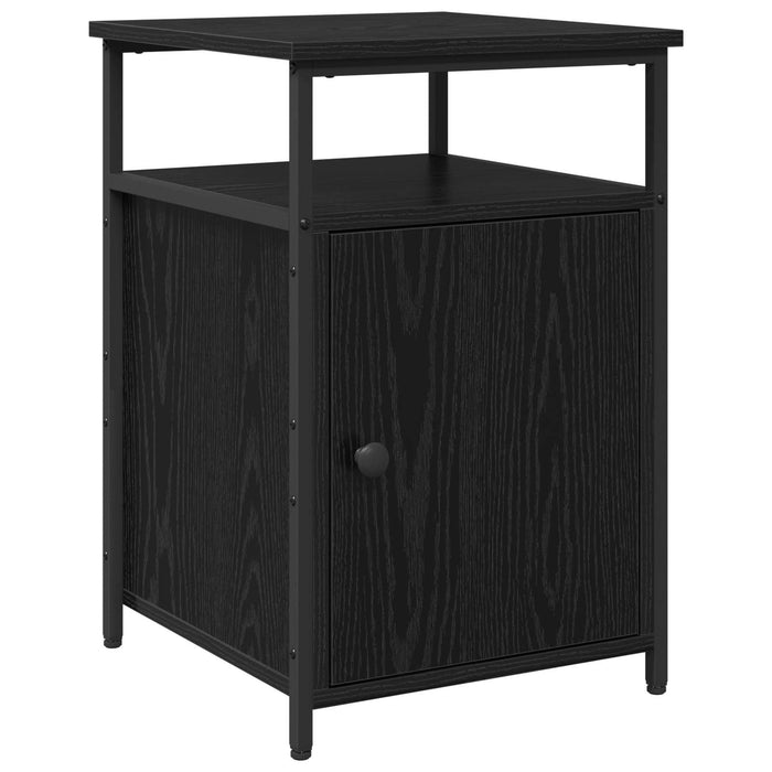Dulap de noapte cu sertar 2 pcs Stejar negru Lemn compozit WALTI