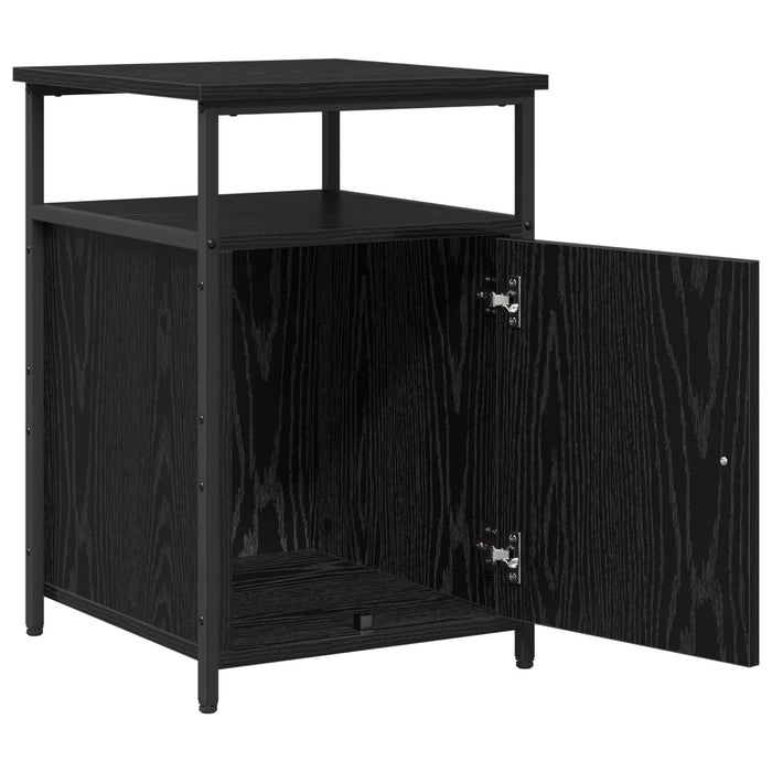 Dulap de noapte cu sertar 2 pcs Stejar negru Lemn compozit WALTI