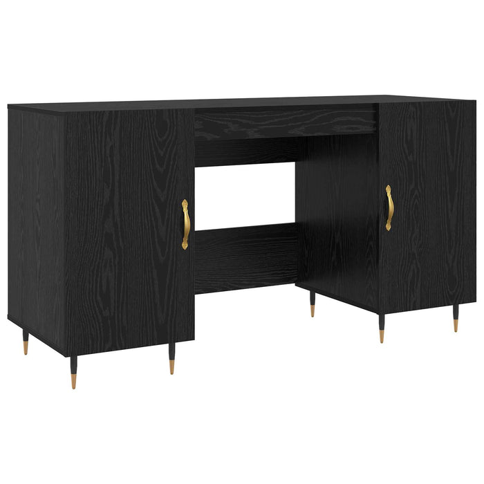 Birou cu raft Stejar negru 140 x 50 x 75 cm Lemn compozit - WALTI WALTI