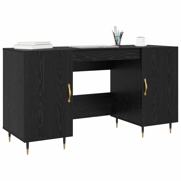 Birou cu raft Stejar negru 140 x 50 x 75 cm Lemn compozit - WALTI WALTI