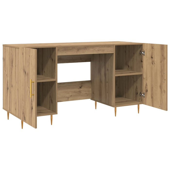 Birou cu raft stejar artizanal 140 x 50 x 75 cm Lemn compozit - WALTI WALTI
