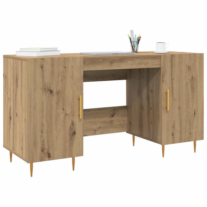 Birou cu raft stejar artizanal 140 x 50 x 75 cm Lemn compozit - WALTI WALTI