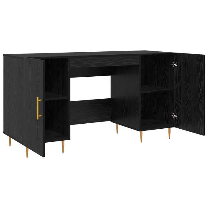 Birou cu raft Stejar negru 140 x 50 x 75 cm Lemn compozit - WALTI WALTI