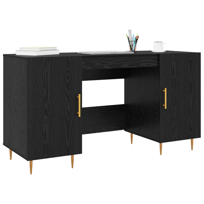 Birou cu raft Stejar negru 140 x 50 x 75 cm Lemn compozit - WALTI WALTI