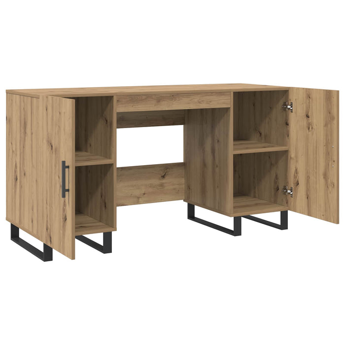 Birou cu raft stejar artizanal 140 x 50 x 75 cm Lemn compozit - WALTI WALTI