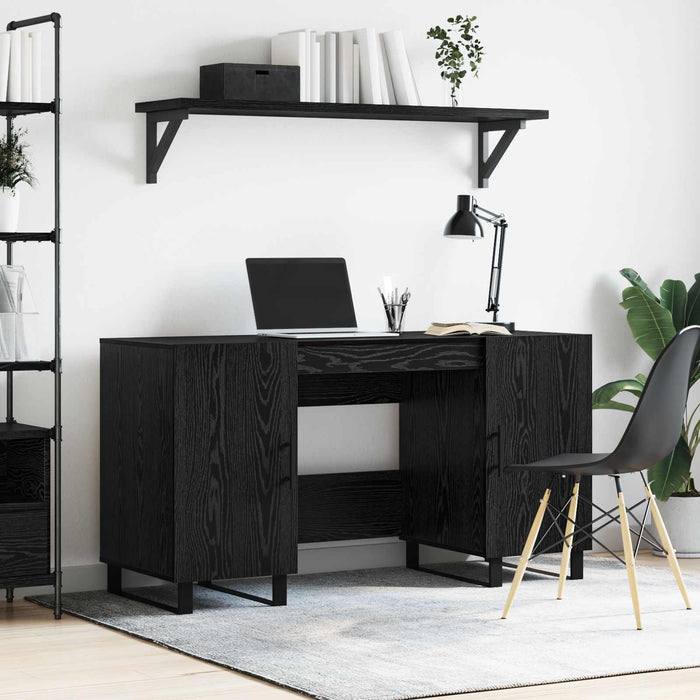 Birou cu raft Stejar negru 140 x 50 x 75 cm Lemn compozit - WALTI WALTI