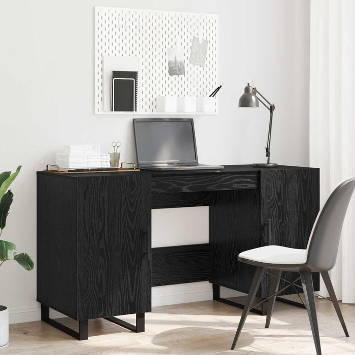 Birou cu raft Stejar negru 140 x 50 x 75 cm Lemn compozit - WALTI WALTI