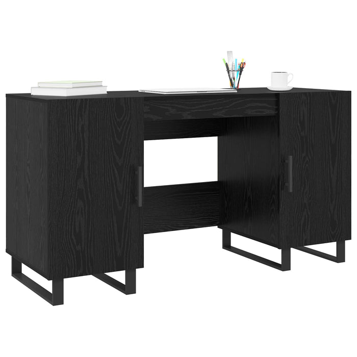 Birou cu raft Stejar negru 140 x 50 x 75 cm Lemn compozit - WALTI WALTI