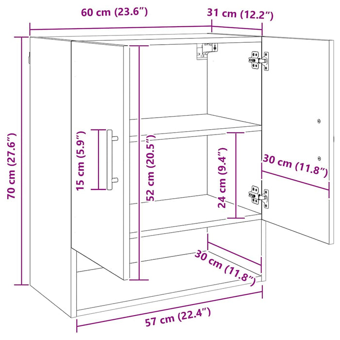 Dulap de perete Lemn vechi 60 x 31 x 70 cm Lemn compozit - WALTI WALTI