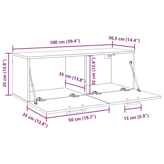 Dulap de perete Lemn vechi 100 x 36.5 x 35 cm Lemn compozit - WALTI WALTI