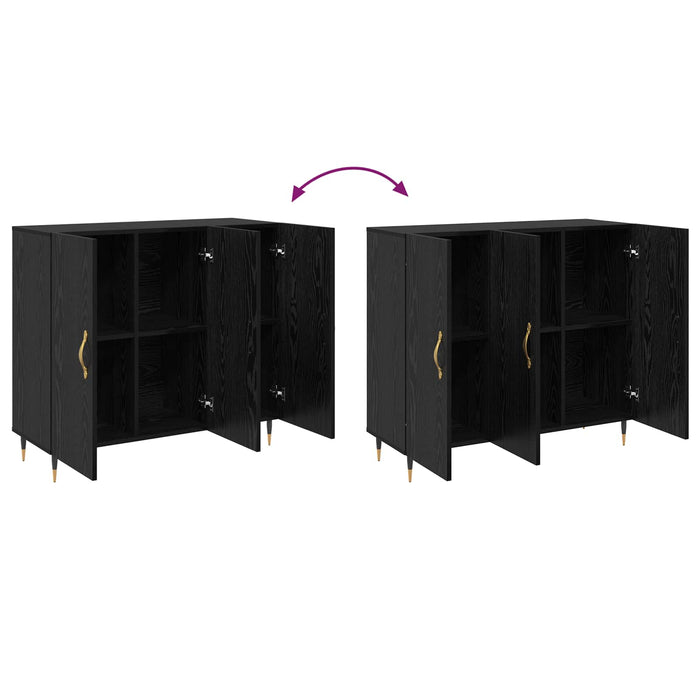 Bufet Stejar Negru 90 x 34 x 80 cm Lemn compozit - WALTI WALTI